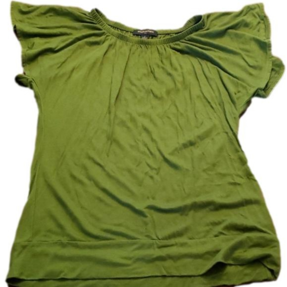 BANANA Republic Top Flutter Sleeve Dr Green Small